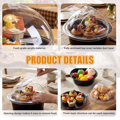 Sawysine 6-Piece Acrylic 10'' x 8.3'' Take-to-Serve Sample Dome Set Round Clear Food Service Sample Display Stands for Grocery Store Bar Bakery Supermarket Restaurant Trade Show Sampling in Saudi Arabia