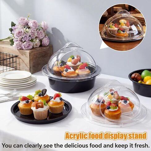 Sawysine 6-Piece Acrylic 10'' x 8.3'' Take-to-Serve Sample Dome Set Round Clear Food Service Sample Display Stands for Grocery Store Bar Bakery Supermarket Restaurant Trade Show Sampling in Saudi Arabia