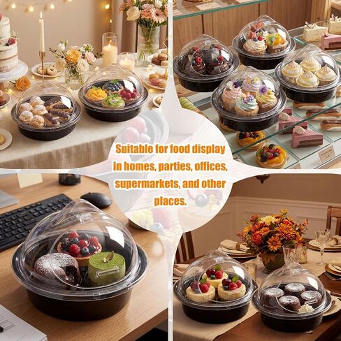 Sawysine 6-Piece Acrylic 10'' x 8.3'' Take-to-Serve Sample Dome Set Round Clear Food Service Sample Display Stands for Grocery Store Bar Bakery Supermarket Restaurant Trade Show Sampling in Saudi Arabia