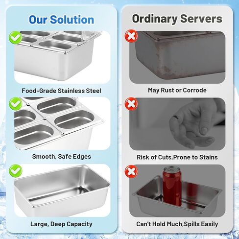 Ice Cooled Condiment Serving Container 9 Pans ×1Qt with Ice Packs for Salad Pizza Sauce Cold Food Buffet Server for Parties in Saudi Arabia