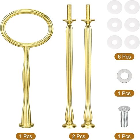 1 Set Cake Tray Stand Handle Cupcake Dessert Plate Hardware Fitting Holder Rod Stand Handle for Cake Stand Wedding Party, 3-Tiers Oval Gold in Saudi Arabia