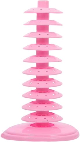 120-Hole Adjustable 10-Tier Cake Pop Stand & Lollipop Display Holder, Pink Plastic Drying Tower for Wedding Birthday Party Supplies, Candy Cotton Candy Stand Holder in Kuwait