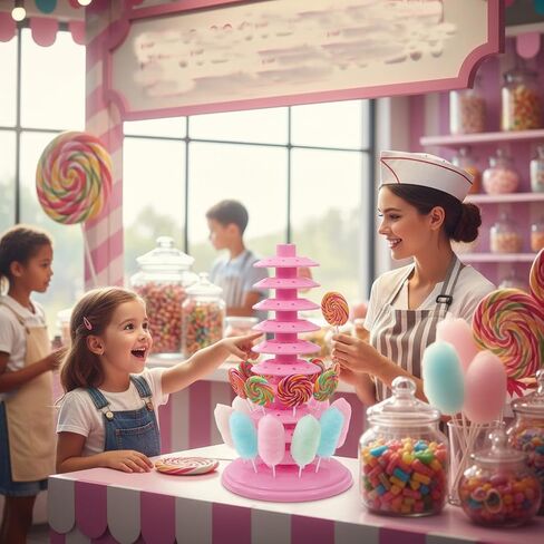 120-Hole Adjustable 10-Tier Cake Pop Stand & Lollipop Display Holder, Pink Plastic Drying Tower for Wedding Birthday Party Supplies, Candy Cotton Candy Stand Holder in Kuwait