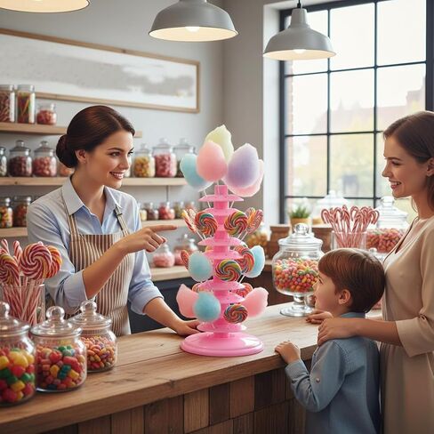 120-Hole Adjustable 10-Tier Cake Pop Stand & Lollipop Display Holder, Pink Plastic Drying Tower for Wedding Birthday Party Supplies, Candy Cotton Candy Stand Holder in Kuwait