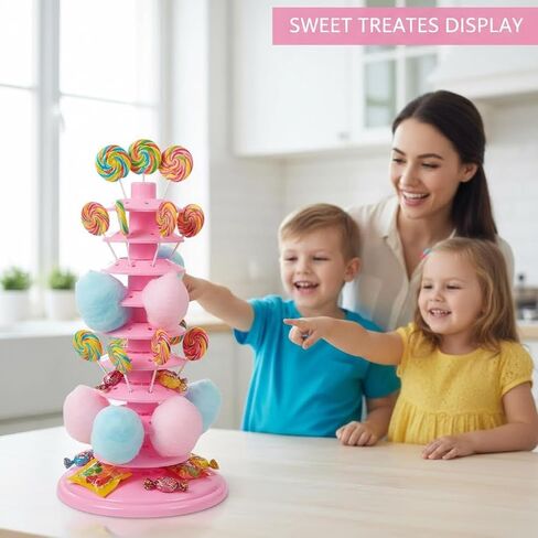 120-Hole Adjustable 10-Tier Cake Pop Stand & Lollipop Display Holder, Pink Plastic Drying Tower for Wedding Birthday Party Supplies, Candy Cotton Candy Stand Holder in Kuwait