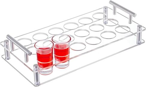 UNICRAFTALE 18 Shot Glass Tray Holder Bar Acrylic Shot Glasses Holders Beer Wine Glass Cup Serving Tray Cups Organizer Holder Shot Glass Display for Bar Club Family Christmas Party in Saudi Arabia
