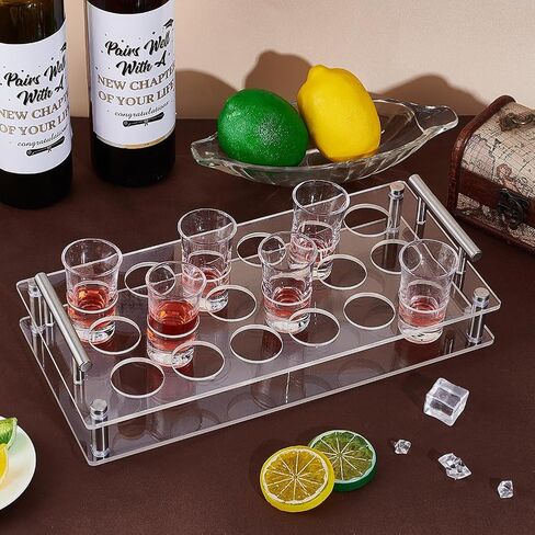 UNICRAFTALE 18 Shot Glass Tray Holder Bar Acrylic Shot Glasses Holders Beer Wine Glass Cup Serving Tray Cups Organizer Holder Shot Glass Display for Bar Club Family Christmas Party in Saudi Arabia