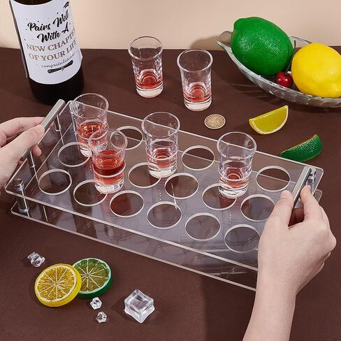 UNICRAFTALE 18 Shot Glass Tray Holder Bar Acrylic Shot Glasses Holders Beer Wine Glass Cup Serving Tray Cups Organizer Holder Shot Glass Display for Bar Club Family Christmas Party in Saudi Arabia
