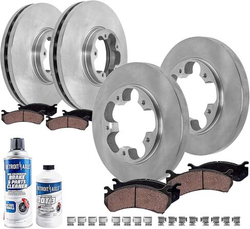 Detroit Axle - مجموعة الفرامل لـ Ford Explorer Flex Taurus Lincoln MKS MKT MKT ودوارات الفرامل ومنصات الفرامل السيراميك بديلة: 12.80 بوصة أمامية و 12.99 بوصة الدوارات الخلفية in Kuwait