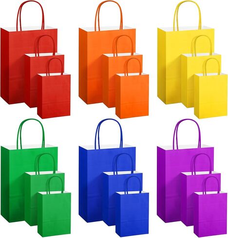 Mimind 144 قطعة أكياس الهدايا الزرقاء الزرقاء مع مقابض متنوعة أحجام النعناع الأكياس الورقية الفيروزية بالجملة Teal Party Supplies Baby Shower Birthday Parchandise Parchandise Bags Proof Facs Favor Favor in Kuwait