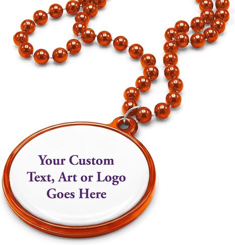 قلادات حبة Mardi Gras المخصصة مع ميداليات- 33 بوصة ، حزمة مستديرة 7 مم- حزمة من 24 قلادات حبة بلاستيكية مخصصة- العديد من الألوان للاختيار in Kuwait