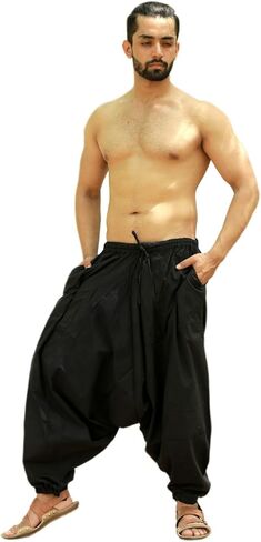 SARJANA HANDICRAFTS Men's Cotton Solid Harem Pants Yoga Trousers Hippie in Kuwait