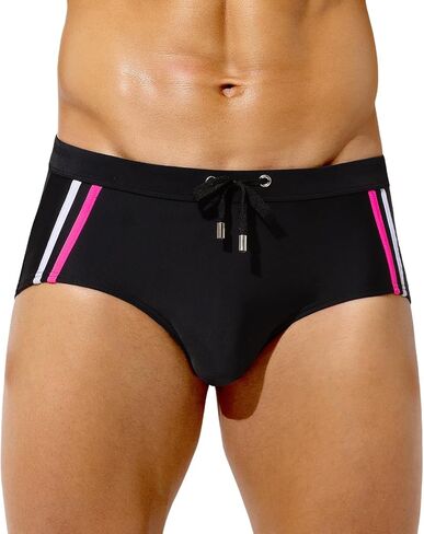 Casey Kevin Men's Quick Dry Swim Briefs Swimsuit Square Leg Trunks Bikini Swimwear with Drawstring Surfing for Beach Vacation in Kuwait