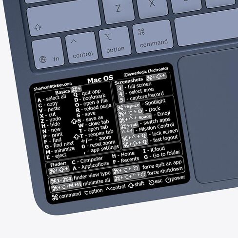 100 قطعة من Synerlogic (عالمي/Neo/Air/Pro) ملصق اختصار لوحة المفاتيح المرجعية لنظام التشغيل Mac OS، فينيل مصفح - لجهاز MacBook/iMac/Mini (شفاف/عبوة من 100 قطعة) in Kuwait