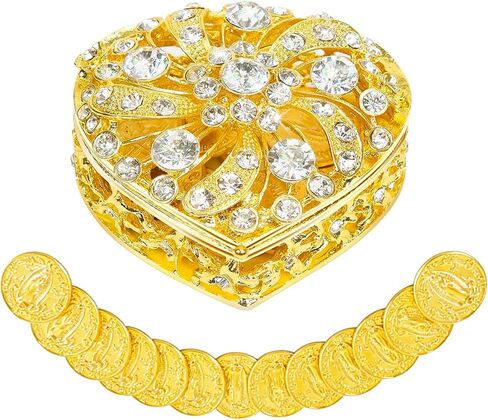 Wedding Arras Coins Set Arras Para Boda Catolica Arras De Boda Catolica with 13 Virgen of Guadalupe Coins and Gold Heart Shaped Box Wedding Accessories for Ceremony in Saudi Arabia
