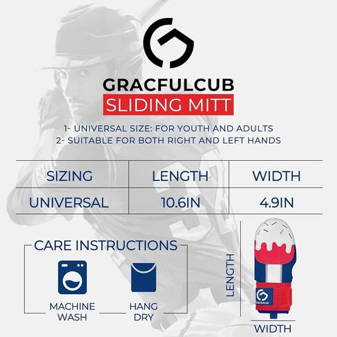 Gracfulcub Baseball Sliding Mitt, Sliding Glove Baseball Softball Guard, Ergonomic Design Protect Fingers (Flag Gesture) in Saudi Arabia
