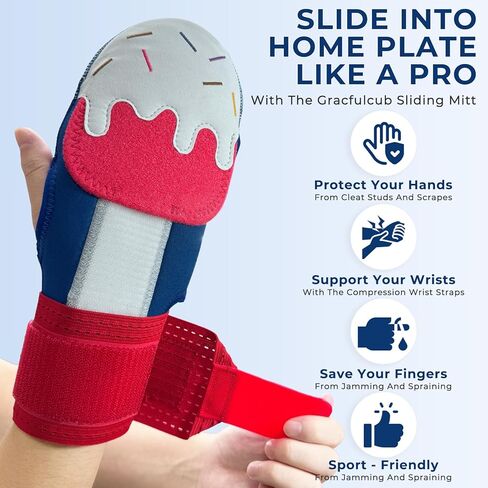 Gracfulcub Baseball Sliding Mitt, Sliding Glove Baseball Softball Guard, Ergonomic Design Protect Fingers (Flag Gesture) in Saudi Arabia