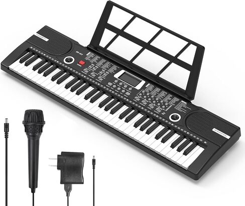 61 keys keyboard piano, Electronic Digital Piano with Built-In Speaker Microphone, Sheet Stand and Power Supply, Portable piano Keyboard Gift Teaching for Beginners in Kuwait