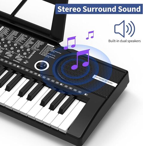 61 keys keyboard piano, Electronic Digital Piano with Built-In Speaker Microphone, Sheet Stand and Power Supply, Portable piano Keyboard Gift Teaching for Beginners in Kuwait