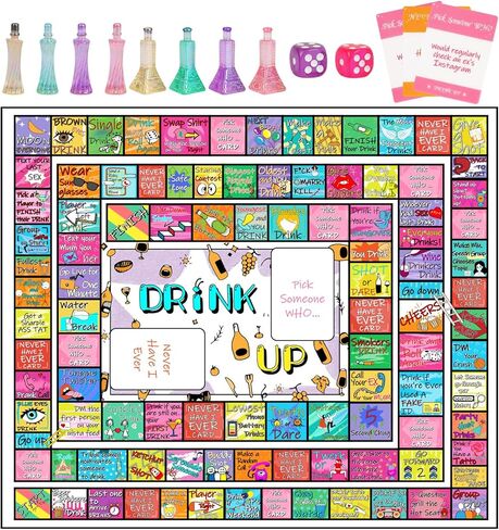 Drinking Games for Adults Party,Larger Fun Leather Mat Bachelorette Party Games for Adults Board Game, Girls Night Party Game Age 21+, 2-8 Players (Pink) in Saudi Arabia