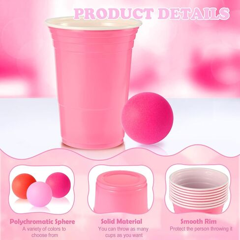 28 Packs Valentine's Day Cup Pong Game Set Includes 22 Pcs 16 Oz Red Pink Cups and 6 Pcs Balls Valentines Party Games for Adults, Party Supplies for Galentines, Birthday, BBQ, Outdoor Toss Games in Saudi Arabia