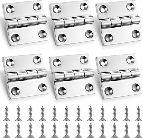 BBTO 6 Pack 316 Stainless Steel Boat Hinges with Screws, Marine Grade 2" x 2" Heavy Duty Rust-Proof Quiet-Open Casting Door Cabinet Hatch Hinges for Boat, Yacht, Outdoor, Home Use in Saudi Arabia