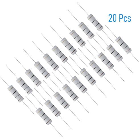 20 PCS 10 Ohm Resistor Axial Lead, 5W 5% Tolerance Metal Oxide Film Resistor, Flame Proof for DIY Electronic, Audio-Video Projects in Saudi Arabia