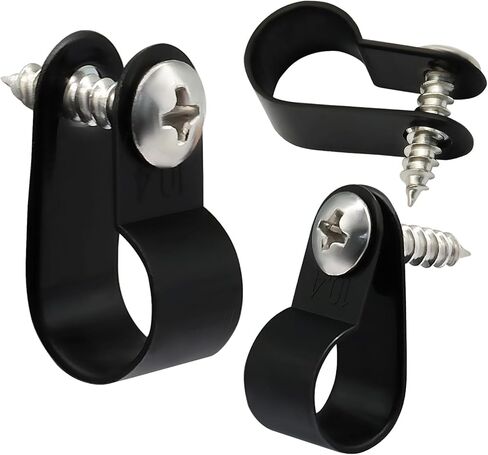 Waziaqoc 100 Pack 1/4 Inch Rope Light Clips, Nylon R-Style Mounting Clips, Cable Clip Wire Clamp with Mounting Screws for Wire Management, Outside String Lights in Kuwait