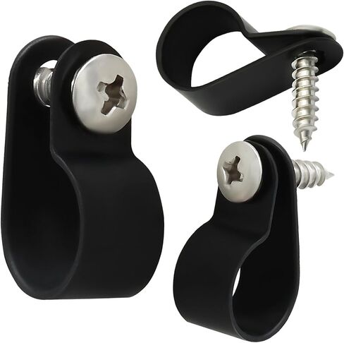 Waziaqoc 100 Pack 1/4 Inch Rope Light Clips, Nylon R-Style Mounting Clips, Cable Clip Wire Clamp with Mounting Screws for Wire Management, Outside String Lights in Kuwait