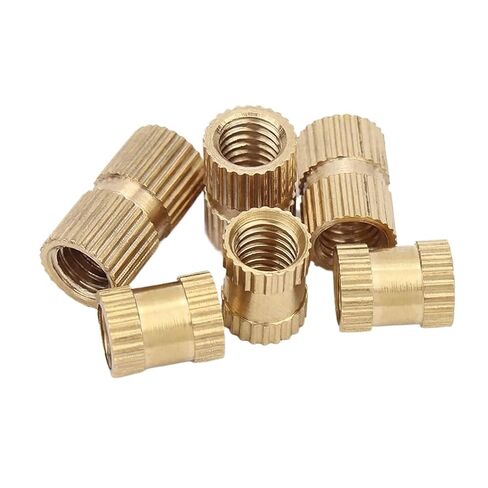 10/50Ps Solid Brass Pure Copper Metric Thread Injection Molding Knurl Insert Nut M2 M2.5 M3 M4 M5 M6 M8 M10 Nutsert Embedded Nut(Length 16mm,25pcs M4x6.3mm) in Kuwait