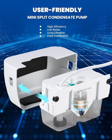 Mini Split Condensate Pump for HVAC 100-240V Automatic Condensation Drain Removal Silent Condensate Pump with 10 FT Tube Wall Mounted for Air Conditioner, Furnace, Dehumidifier, Ice Maker in Kuwait