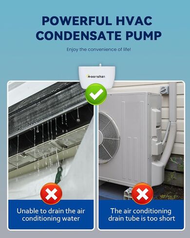 Mini Split Condensate Pump for HVAC 100-240V Automatic Condensation Drain Removal Silent Condensate Pump with 10 FT Tube Wall Mounted for Air Conditioner, Furnace, Dehumidifier, Ice Maker in Kuwait