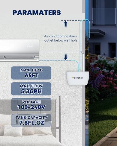 Mini Split Condensate Pump for HVAC 100-240V Automatic Condensation Drain Removal Silent Condensate Pump with 10 FT Tube Wall Mounted for Air Conditioner, Furnace, Dehumidifier, Ice Maker in Kuwait