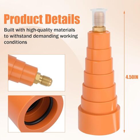 TFXNPB Nitrogen Purge Boot, Quickly Adjusting Nitrogen Purge Regulator Connection for 3/8″, 1/2″, 5/8″, 3/4″, 7/8″, and 1-1/8″ OD ACR Pipes, Leak-Resistant O-Ring Seal in Kuwait