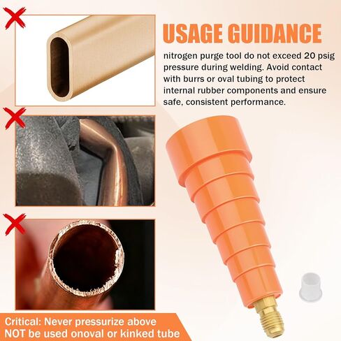 TFXNPB Nitrogen Purge Boot, Quickly Adjusting Nitrogen Purge Regulator Connection for 3/8″, 1/2″, 5/8″, 3/4″, 7/8″, and 1-1/8″ OD ACR Pipes, Leak-Resistant O-Ring Seal in Kuwait
