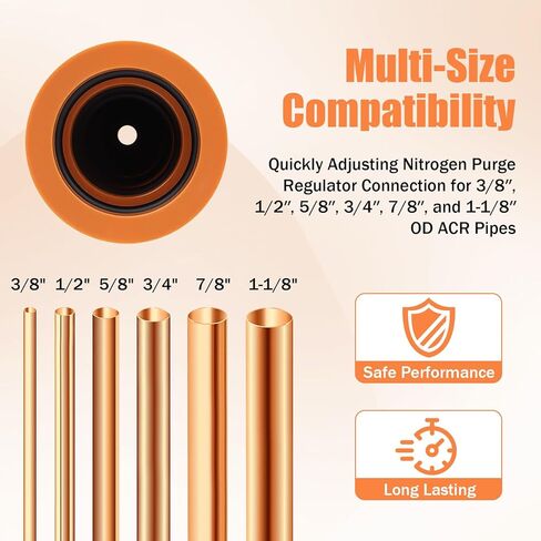 TFXNPB Nitrogen Purge Boot, Quickly Adjusting Nitrogen Purge Regulator Connection for 3/8″, 1/2″, 5/8″, 3/4″, 7/8″, and 1-1/8″ OD ACR Pipes, Leak-Resistant O-Ring Seal in Kuwait