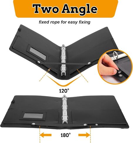 Sheet Music Folder 3 Ring Black(13" x 9.8"), Large PU Leather Choir Folder with Hand Strap and Internal Retention Strap for Piano, Choral, Musician & Stage Performance in Saudi Arabia