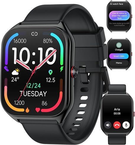Watch Smart ، الساعات الذكية للرجال للنساء 110 أوضاع رياضية للياقة البدنية لنظام iOS Android Watch مع مراقبة معدل ضربات القلب ، وعداد الخطى ، وساعة IP68 Smartproof in Kuwait