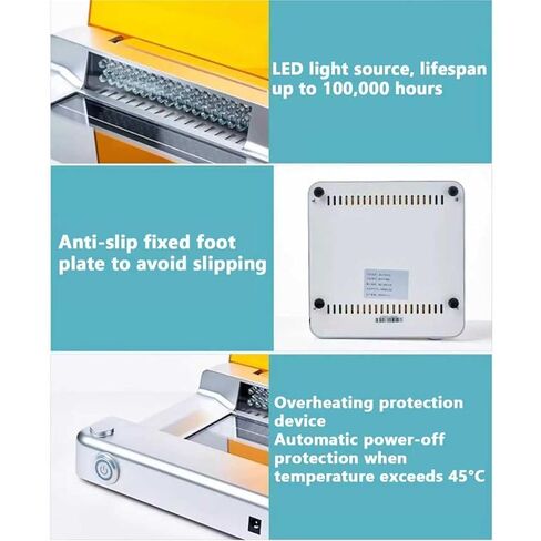 جهاز نقل الضوء LED الأزرق 470 نانومتر، قاطع جل الضوء الأزرق، منطقة مراقبة 70 × 160 مم، مع مرشح كهرماني 5 مم، لتصور الرحلان الكهربائي الهلامي وقطع الجل in Kuwait