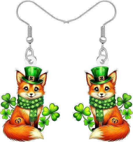 NEWEI St Patricks Day أقراط لطيف شامروك قبعة الحيوانات تتدلى مجوهرات للنساء الفتيات مهرجان الملحقات in Kuwait