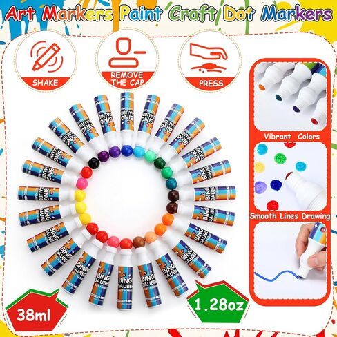 Crtiin 48 Pack Assorted Colors Set of Bingo Daubers Dot Markers Bulk Bingo Supplies in 24 Colors Dot Markers 1.28 oz Paint Craft Ideal for Art and Crafts Painting Supplies Drawing Coloring in Saudi Arabia