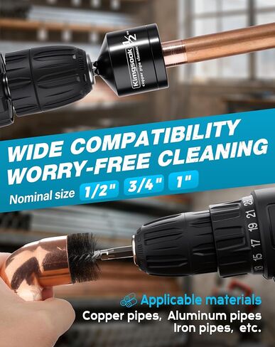 Copper Pipe Cleaner, 1/2", 3/4", 1" Copper Pipe Cleaning Brush for Drill, Copper Fitting Brush Tool in Saudi Arabia