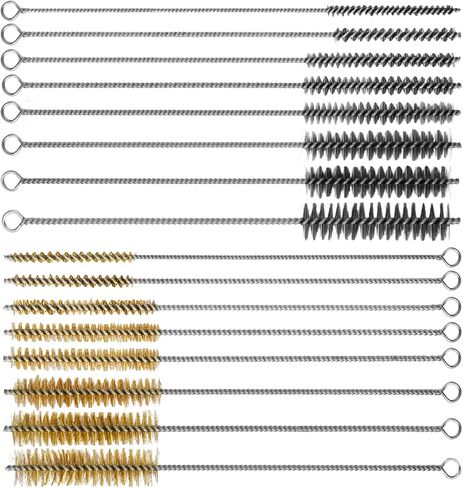 RAWILL 16Pcs Tube Cleaning Brush, Brass Stainless Steel Engine Cleaning Brushes, 12 Inch Long Round Wire Pipe Cleaner for Deep Pipes, Auto Parts, Engine Parts, 8 Sizes in Kuwait
