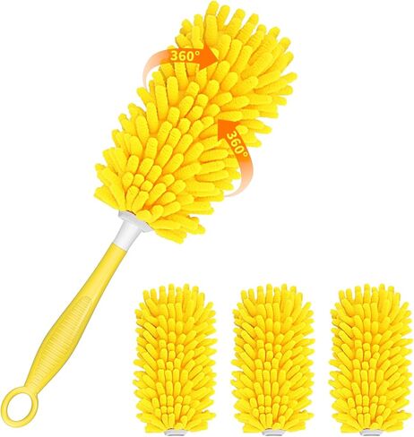 منافض سيت سيل للتنظيف متوافقة مع منفضة الغبار الصغيرة المصنوعة من الألياف الدقيقة من سويفر، 4 قطع منفضة قابلة لإعادة الاستخدام مع مقبض واحد قابل للغسل، طقم تنظيف منفضة للأثاث، الجزء الداخلي للسيارة، أعمى in Kuwait