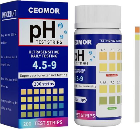 شرائط اختبار درجة الحموضة للبول واللعاب: 200 شريط من ورق درجة الحموضة لاختبار درجة حموضة الجسم، 4.5 إلى 9.0 شريط اختبار درجة الحموضة من ورق عباد الشمس القلوي، احصل على نتائج توازن حمض قلوي واضحة في ثوانٍ، نطاق 4.5-9 in Kuwait