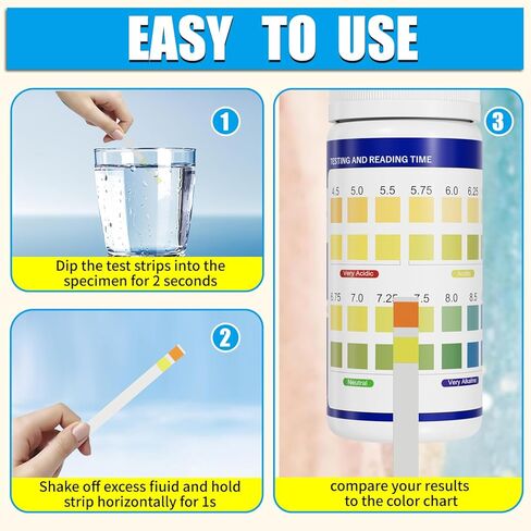 شرائط اختبار درجة الحموضة للبول واللعاب: 200 شريط من ورق درجة الحموضة لاختبار درجة حموضة الجسم، 4.5 إلى 9.0 شريط اختبار درجة الحموضة من ورق عباد الشمس القلوي، احصل على نتائج توازن حمض قلوي واضحة في ثوانٍ، نطاق 4.5-9 in Kuwait