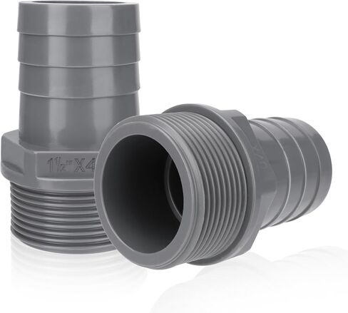 2 حزمة من تركيبات الأنابيب البلاستيكية من سلسلة 1436، محول ذكر شائك 1-1/2 بوصة × NPT، رمادي، جدول 40 in Kuwait