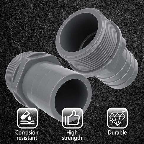 2 حزمة من تركيبات الأنابيب البلاستيكية من سلسلة 1436، محول ذكر شائك 1-1/2 بوصة × NPT، رمادي، جدول 40 in Kuwait