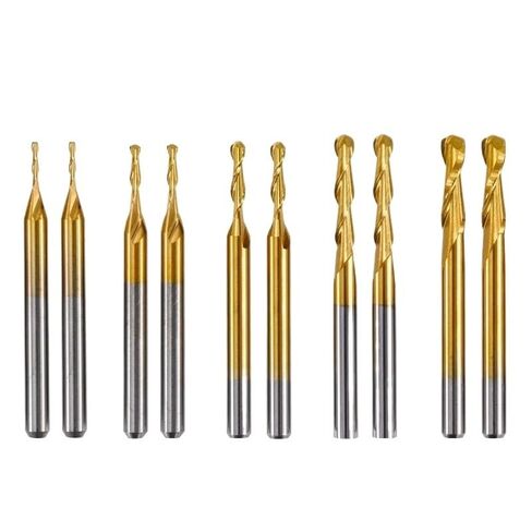 10pcs Ball Nose End Mills CNC Router Bits 1/8 Inch Shank Spiral Carbide Mill Titanium Coating 2 Flutes Milling Cutter in Saudi Arabia
