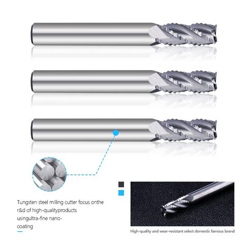 Roughing End Mill，6.35mm Shank Carbide Mill 4 Flute CNC Machine Tool Router Bit Milling Cutter 50mm Long Tungsten in Saudi Arabia
